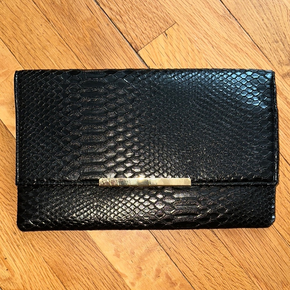 Elegant Black Clutch with Gold Accent